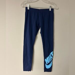 Nike Blue Leggings with Light Blue Logo